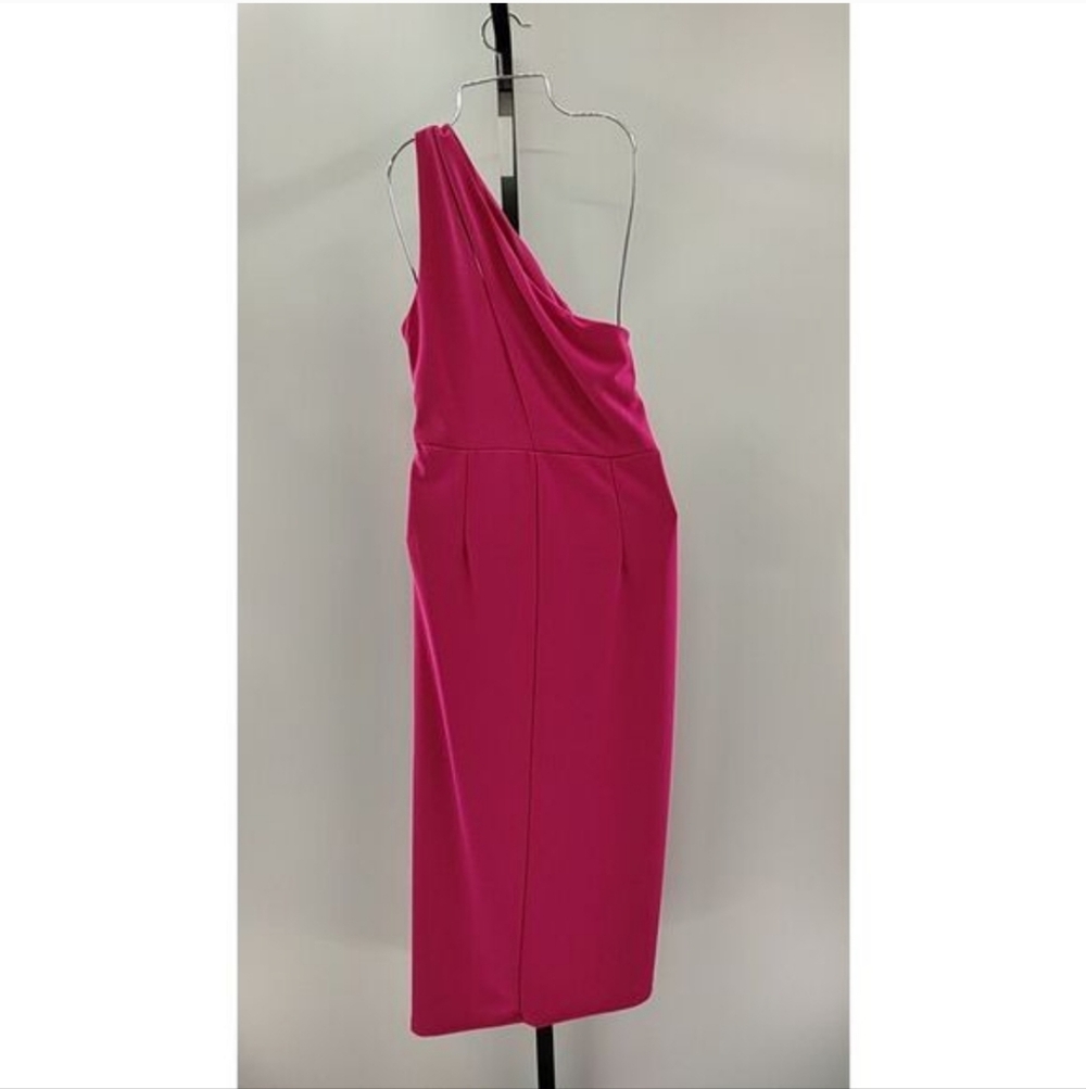 Lulu's Vibrant Hot Pink One-Shoulder Midi Dress - Picture 2 of 3